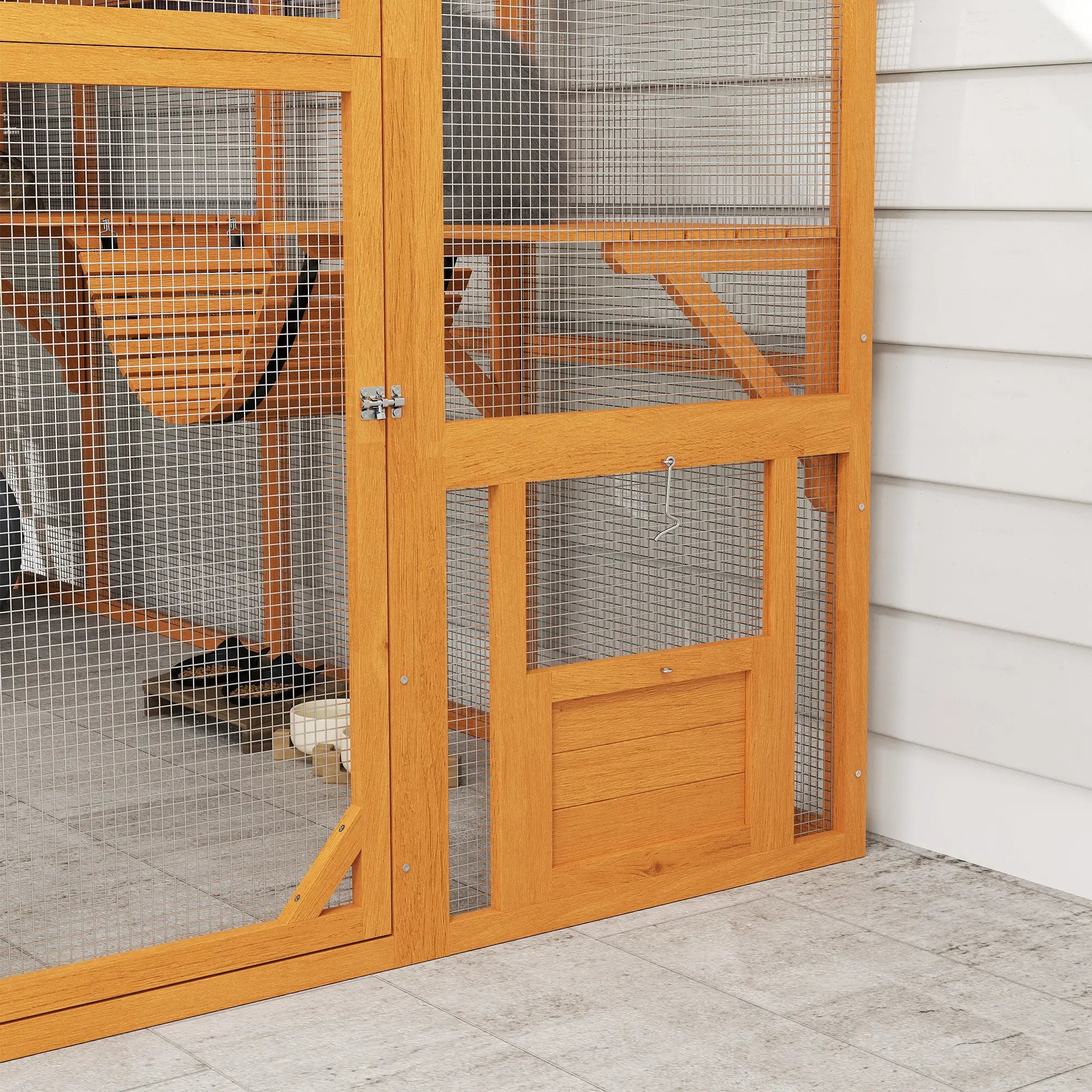 Wooden Outdoor Cat Enclosure, Weatherproof Canopy, Bridges, Resting Boxes, Platforms, for 3-6 Cats Outdoor Cat Enclosures at Gallery Canada