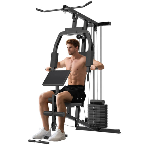 Multifunction Home Gym, Power Exercise Machine, Weight Training, Black