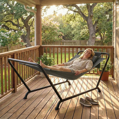 Heavy Duty Freestanding Outdoor Hammock, Dark Grey Hammocks with Stand at Gallery Canada