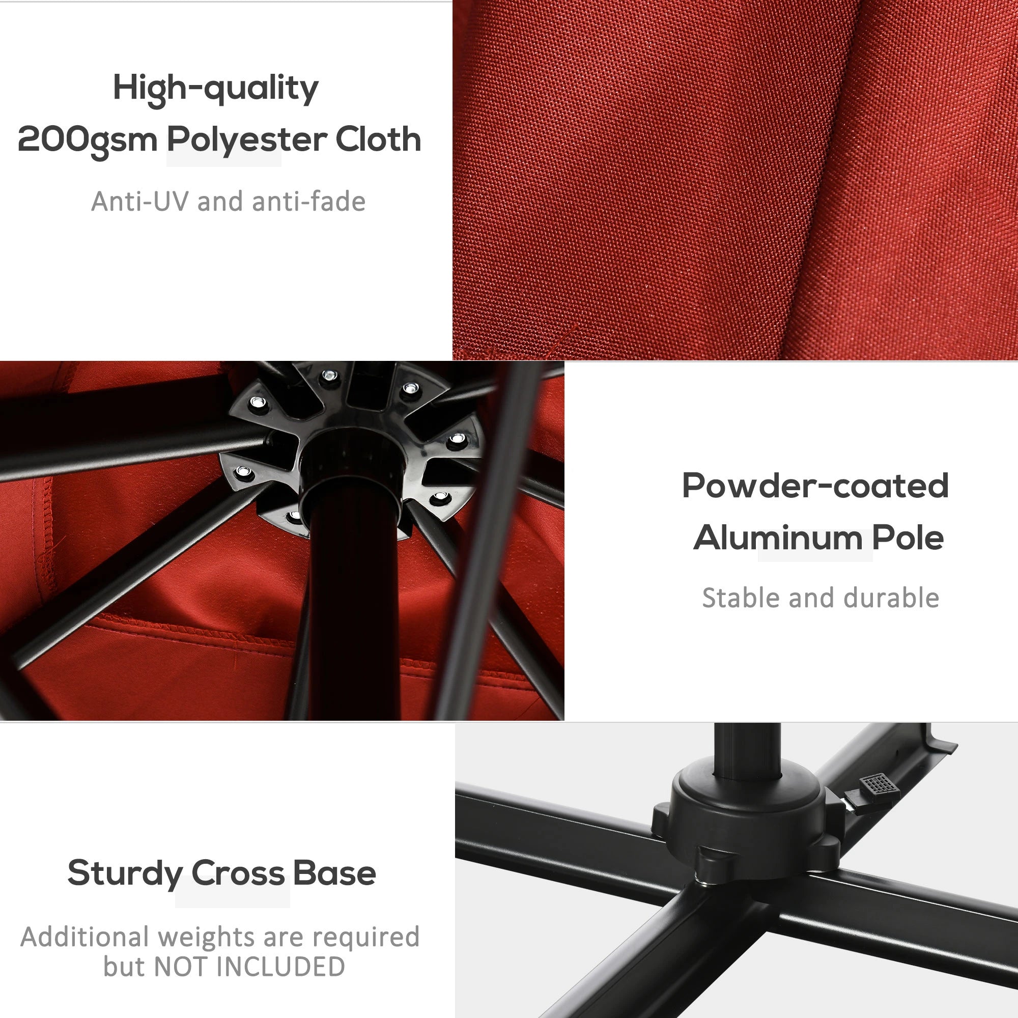 8' x 8' Square Patio Umbrella, 360° Rotation, Aluminum Cantilever, Wine Red Cantilever Umbrellas at Gallery Canada