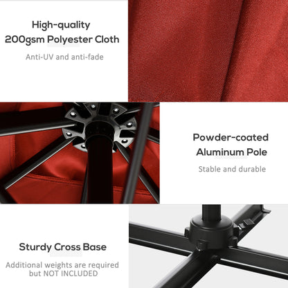 8' x 8' Square Patio Umbrella, 360° Rotation, Aluminum Cantilever, Wine Red Cantilever Umbrellas at Gallery Canada