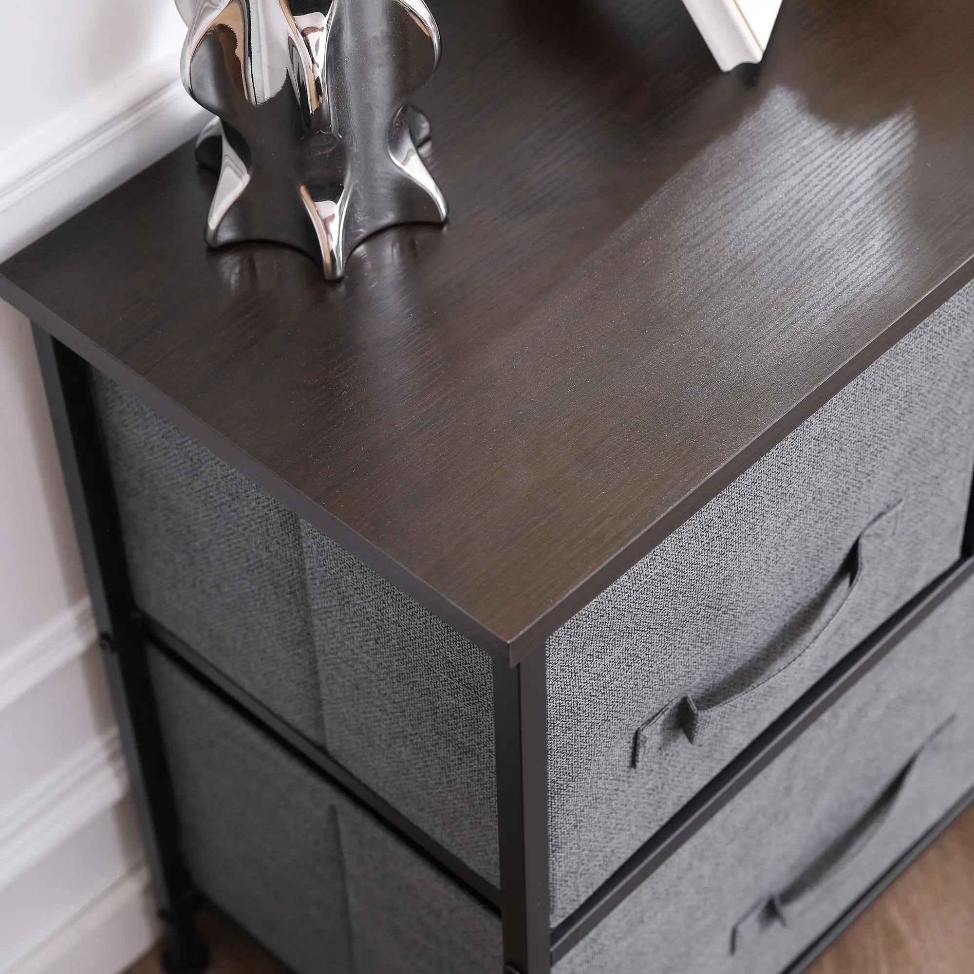 Linen Drawer Cabinet, 5 Removable Drawers, Metal Frame, Adjustable Feet, Dark Grey Storage Cabinets at Gallery Canada