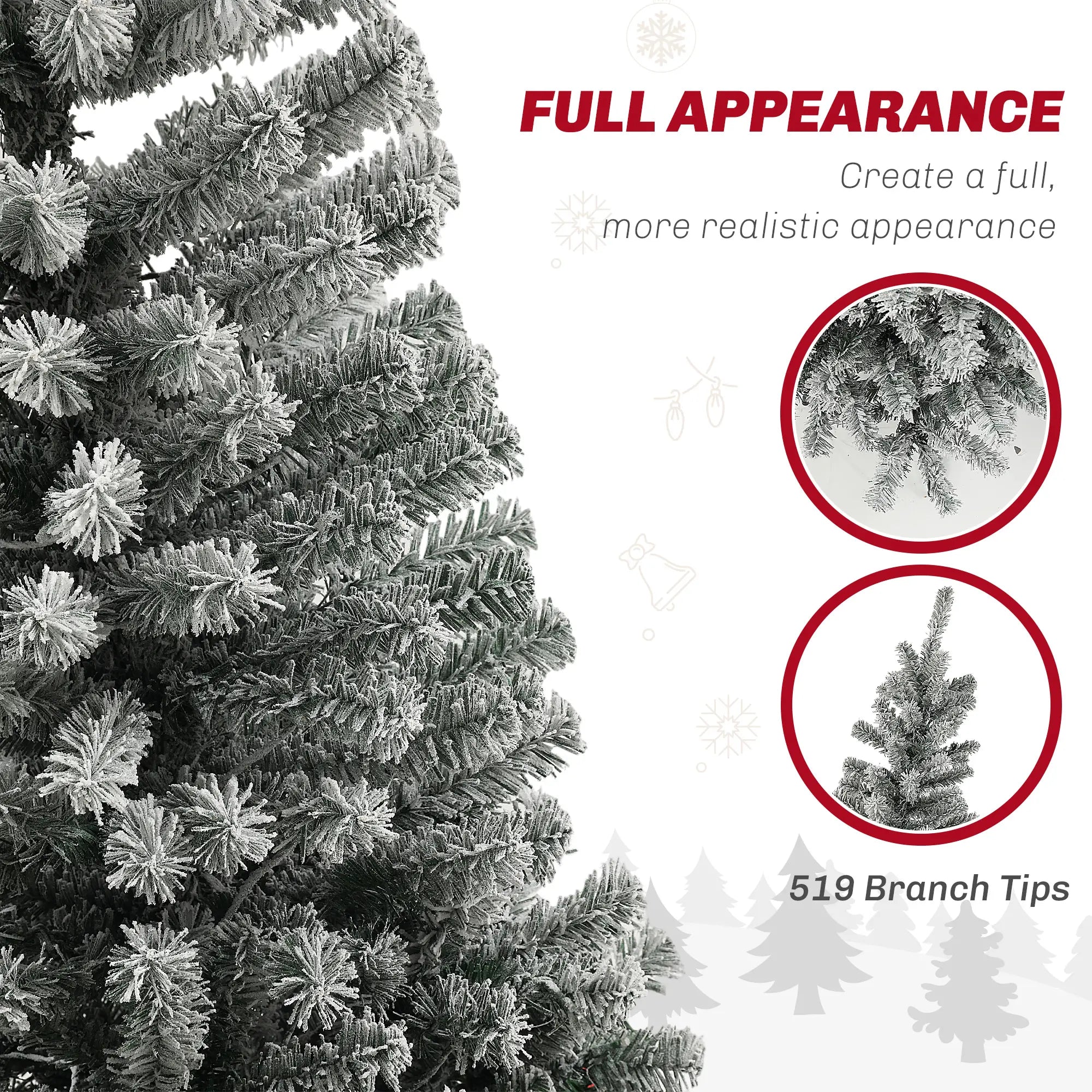 7.5ft Prelit Flocked Artificial Christmas Tree, Remote, Dual Color LEDs, 519 Tips, Dual Color Pre Lit Christmas Trees at Gallery Canada
