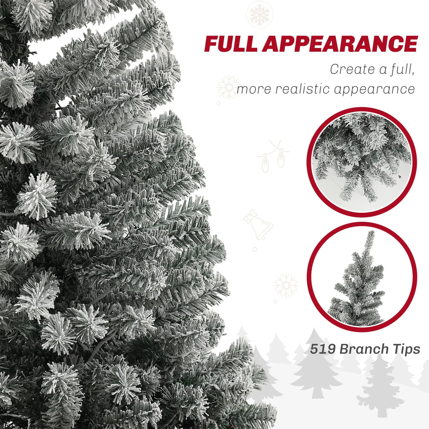 7.5ft Prelit Flocked Artificial Christmas Tree, Remote, Dual Color LEDs, 519 Tips, Dual Color Pre Lit Christmas Trees at Gallery Canada