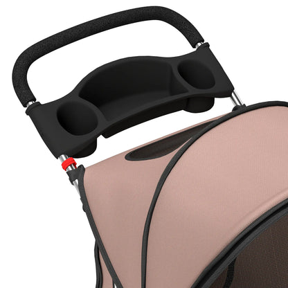 3 Wheels Foldable Dog Stroller, Storage Basket, Adjustable Canopy, Coffee Dog Bike Trailers & Strollers at Gallery Canada