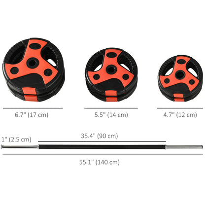 44lbs Adjustable Barbell Weight Set, Free Body Pump Bar, Black and Red Dumbbells & Barbells at Gallery Canada