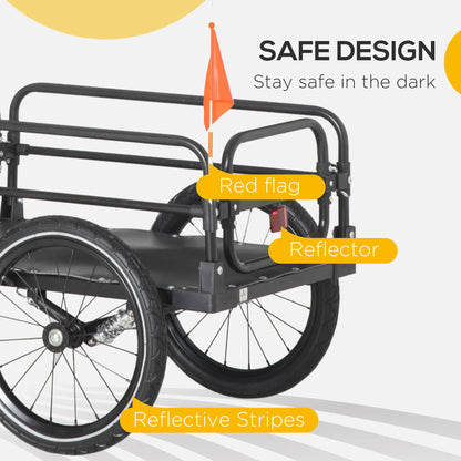 Bike Trailer, Bicycle Cargo Carrier, 16" Wheels, Hitch, Steel Frame, Black Bike Cargo Trailers at Gallery Canada