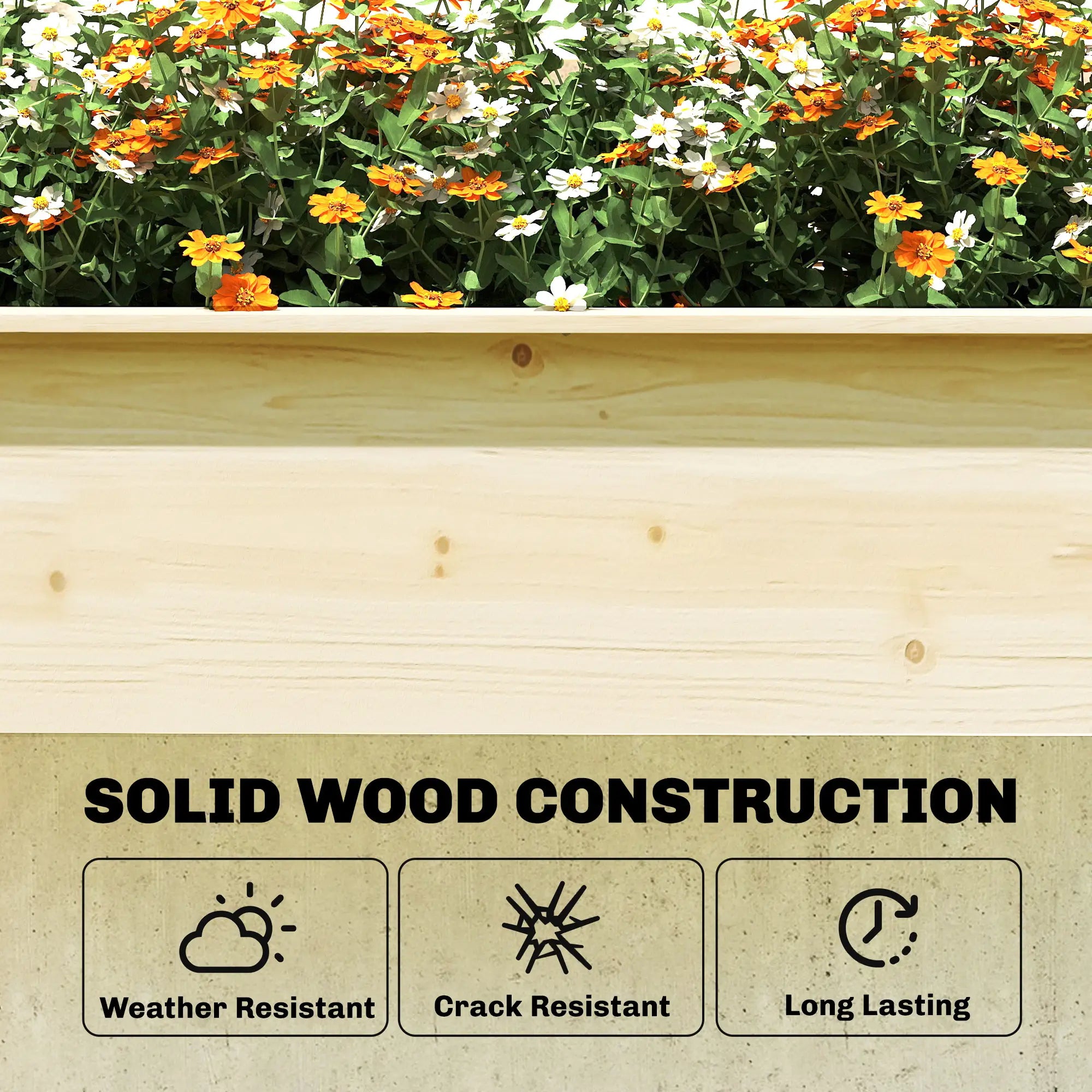 Wooden Raised Garden Bed With 3 Trellises, Planter With Drainage Holes Elevated Garden Beds at Gallery Canada