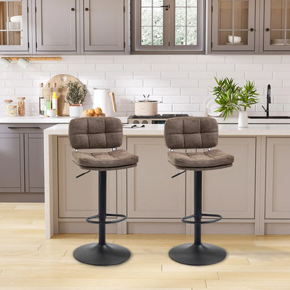 Swivel Counter Height Bar Stools Set of 2, Adjustable Height, PU Leather Bar Stools at Gallery Canada