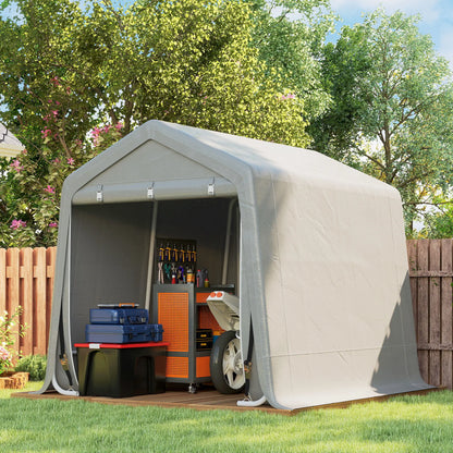 9.2' x 7.9' Garden Storage Tent, Metal Frame, Double Zipper Doors, Light Grey Portable Shed at Gallery Canada