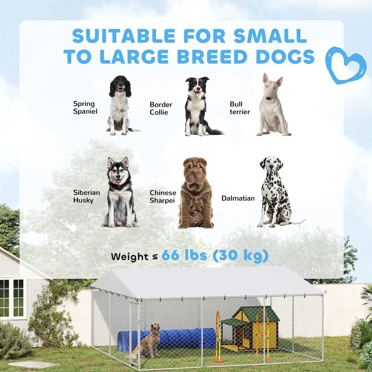 14.8' x 14.8' x 7.1' Dog Kennel, Outdoor, Waterproof Cover, Silver Dog Kennels at Gallery Canada