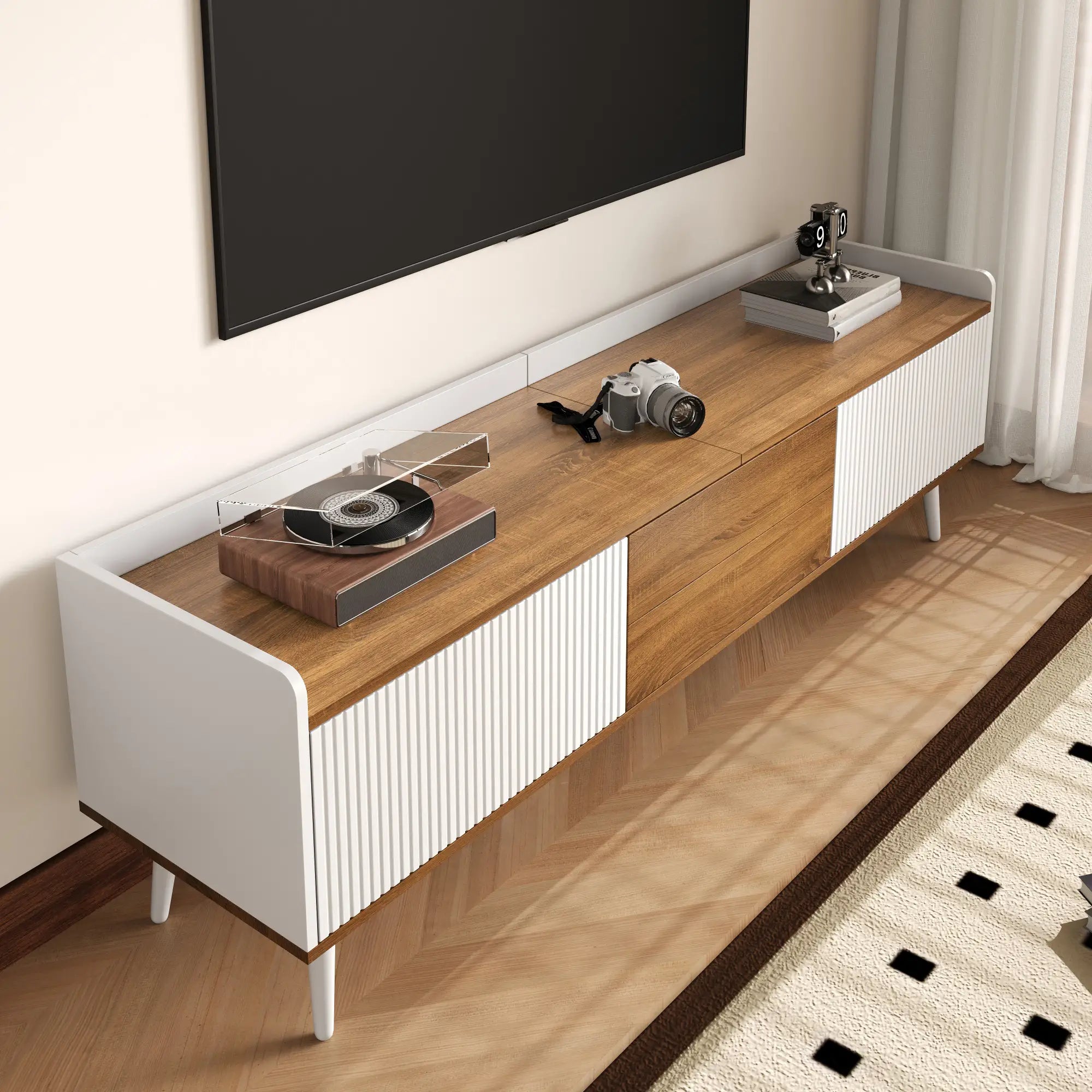 Three Door Stand, Sturdy Wooden Legs, 63