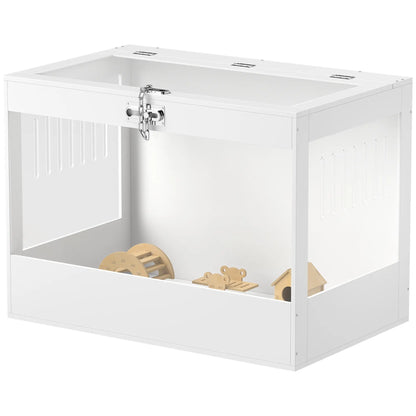 31.5"L Hamster Cage, Openable Top, Hut, Seesaw, Ladder, White Hamster Cages White at Gallery Canada