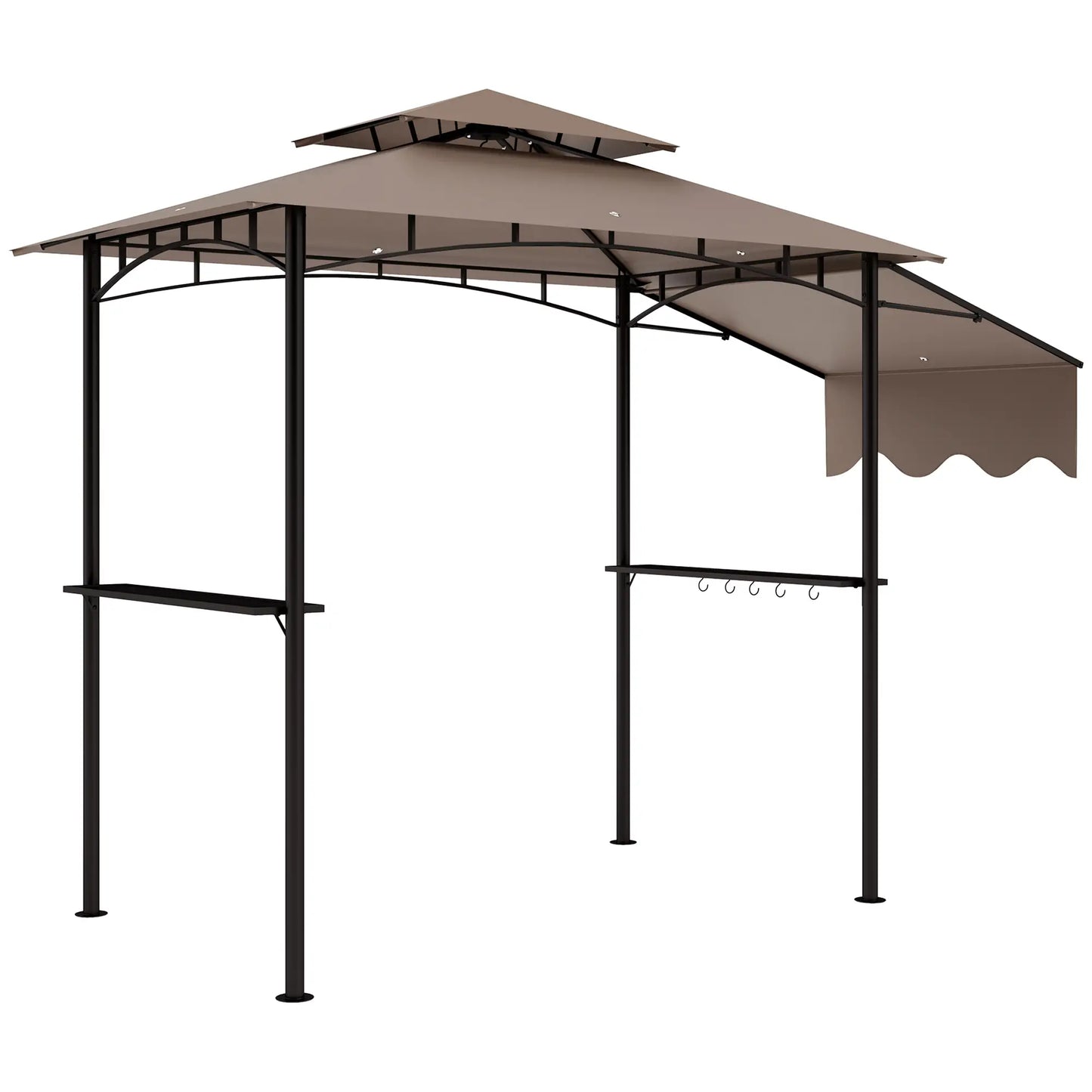 8' x 5' Grill Gazebo, Double Tiered Barbecue Shelter, Khaki BBQ Grill Gazebos Khaki at Gallery Canada
