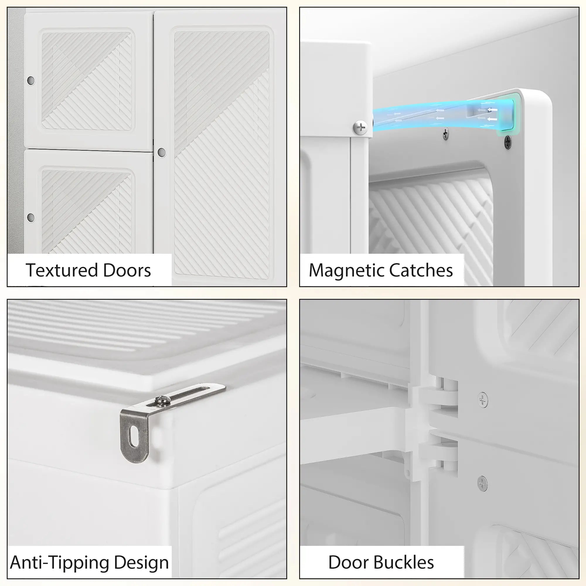 Portable Wardrobe, Foldable Plastic Closet, 8 Compartments, 2 Hanging Rods, White Clothing Storage at Gallery Canada