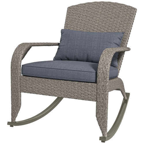 Adirondack Chair, Outdoor Wicker Rocking Chair, Grey
