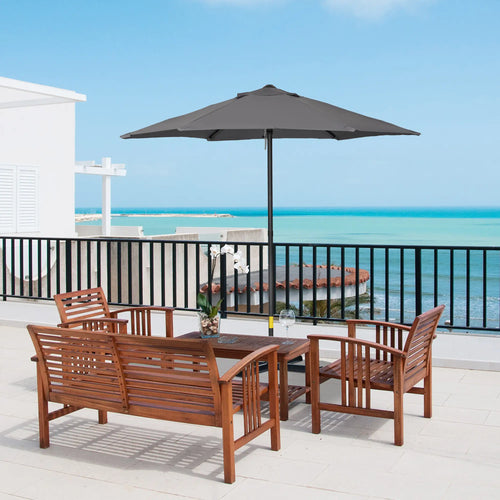 6.6FT Outdoor Patio Umbrella, 6 Solid Ribs, Dark Grey
