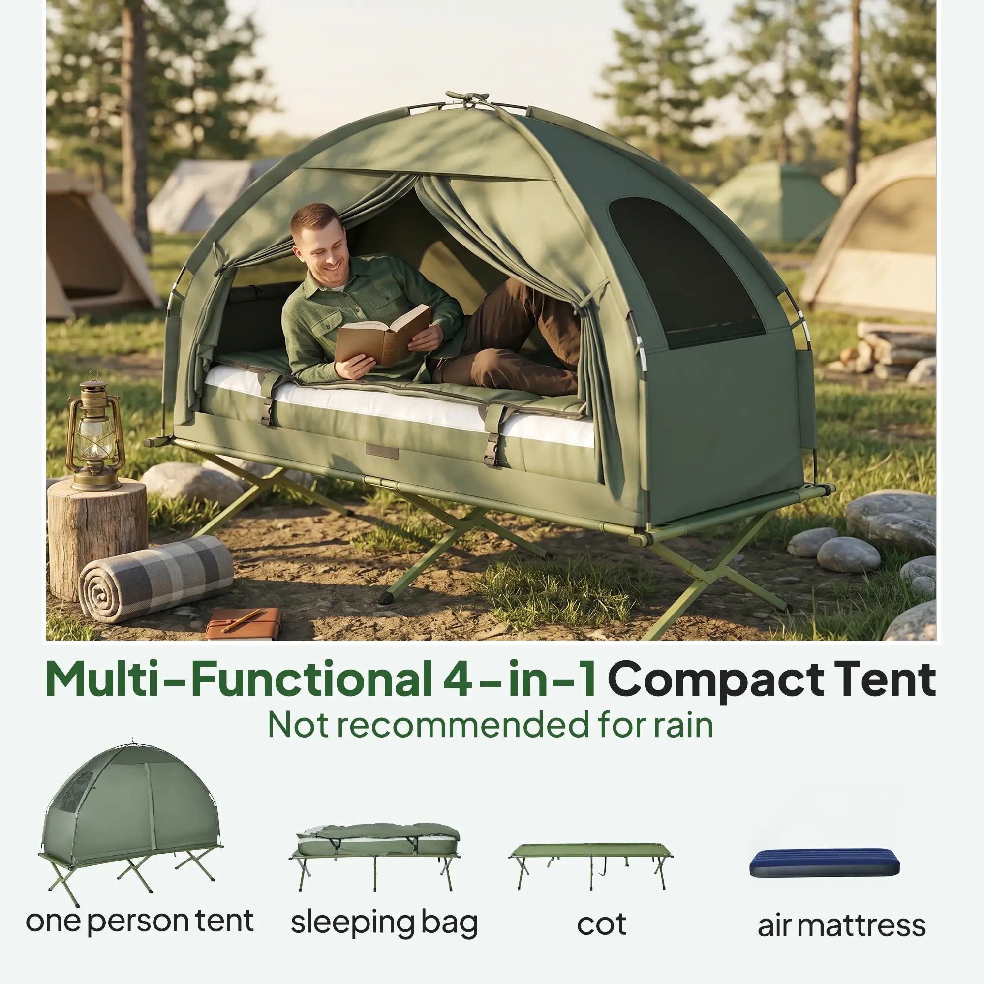 Portable Hiking Tent Camping Bed Cot Combo with Sleep Bag Mattress Camping Tents at Gallery Canada