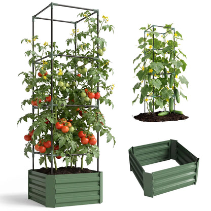 Galvanized Planter Box, Outdoor Raised Garden Bed with Trellis Galvanized Planter Boxes at Gallery Canada