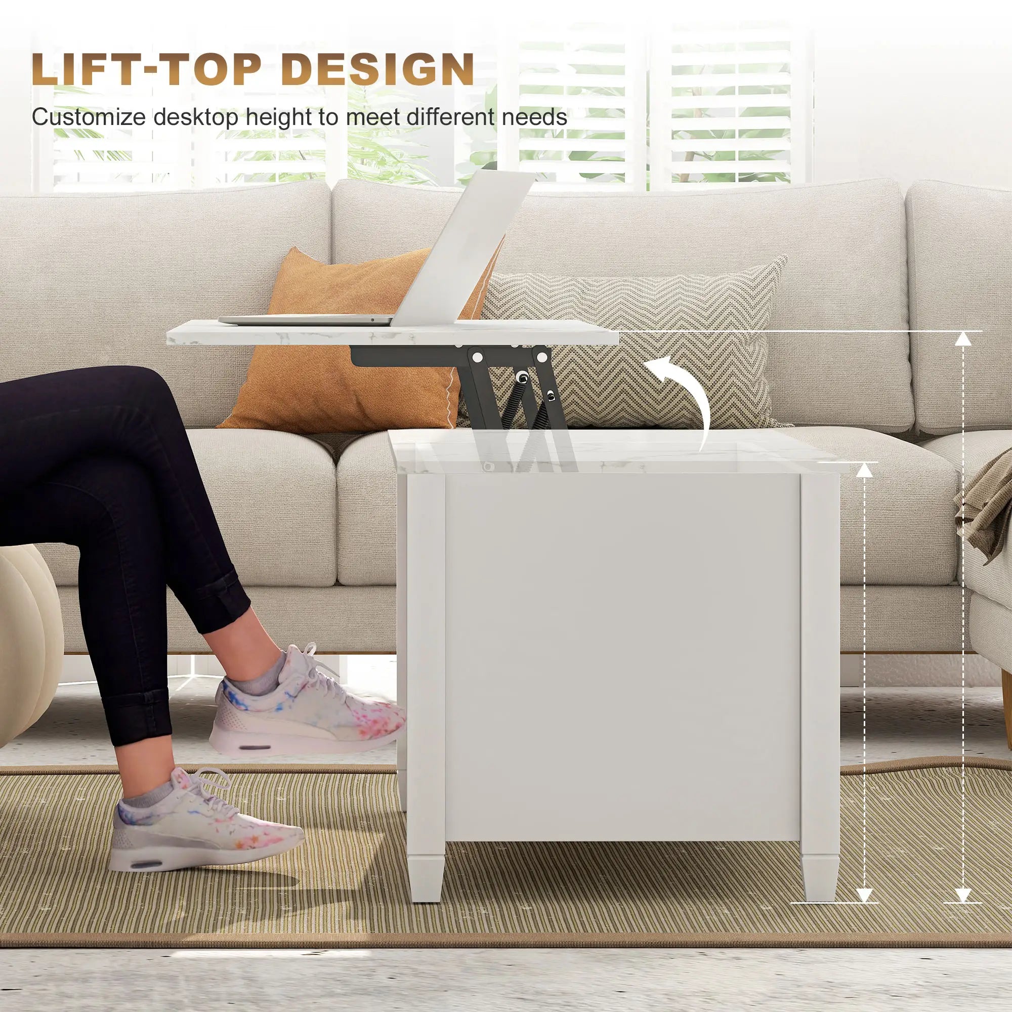Lift Top Coffee Table, Storage Shelves, Hidden Compartment, 41