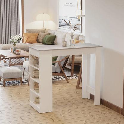 Bar Table, High Top Pub Table with 4 Shelves, Modern, Grey Bar Tables & Dining Tables at Gallery Canada
