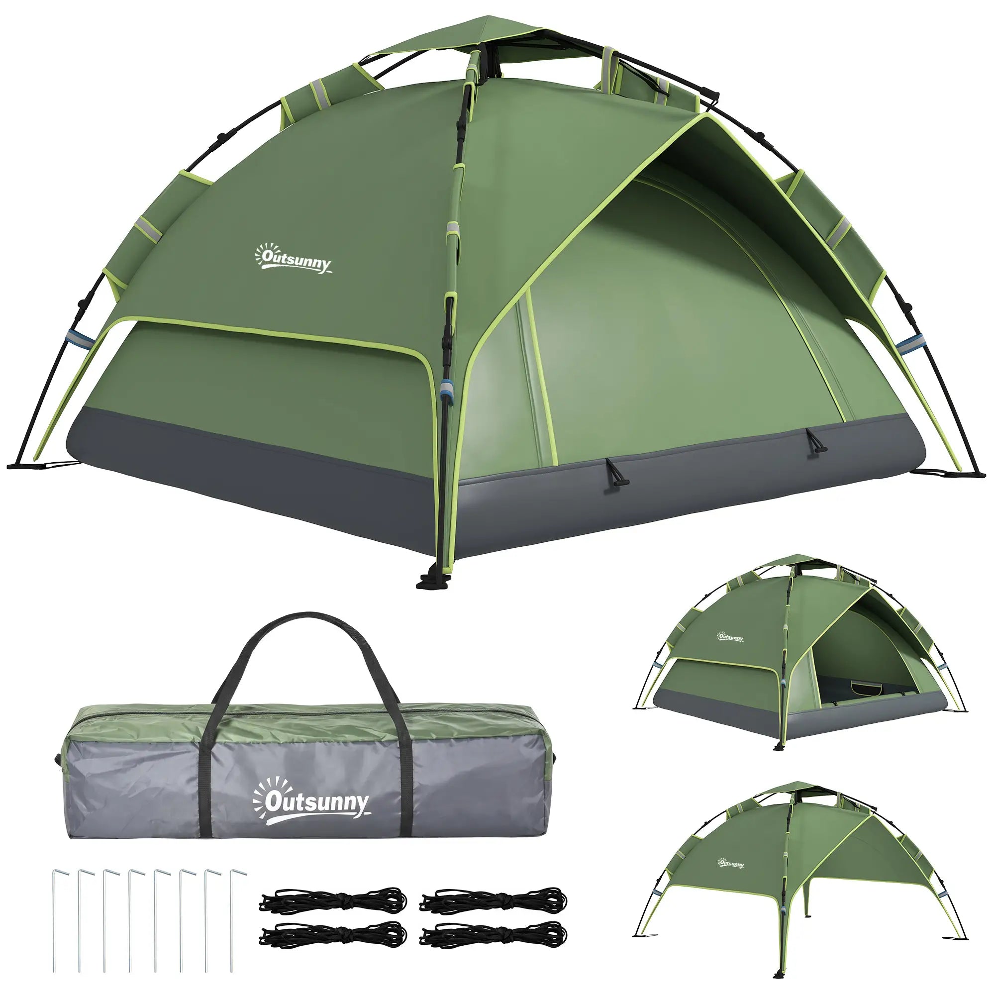 3 Person Camping Tent, 1000mm Waterproof, Dark Green Camping Tents Dark Green at Gallery Canada