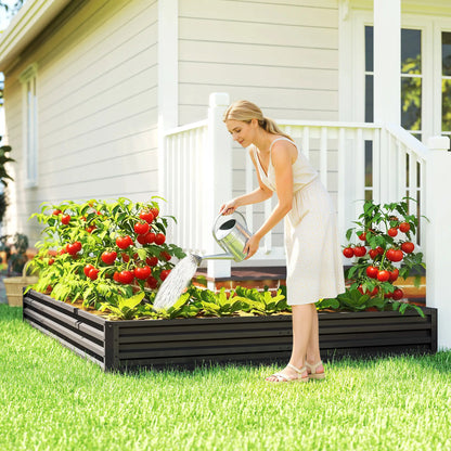 L-Shaped Raised Garden Bed, 82" x 109" x 12", Black Galvanized Steel Planter Box, Black Galvanized Planter Boxes at Gallery Canada