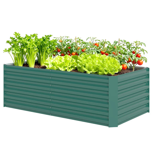 6' x 3' x 2' Raised Garden Bed, Galvanized Planter Box, Dark Green
