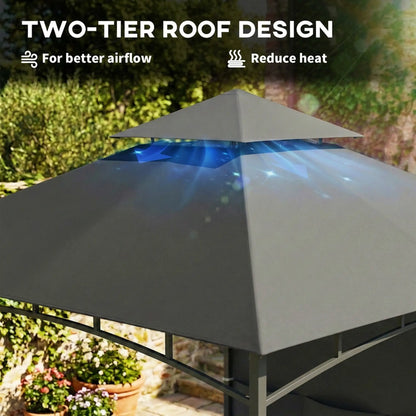 10' x 10' Dark Grey Patio Gazebo, Double Roof Canopy Shelter With Storage, Dark Grey Gazebos at Gallery Canada