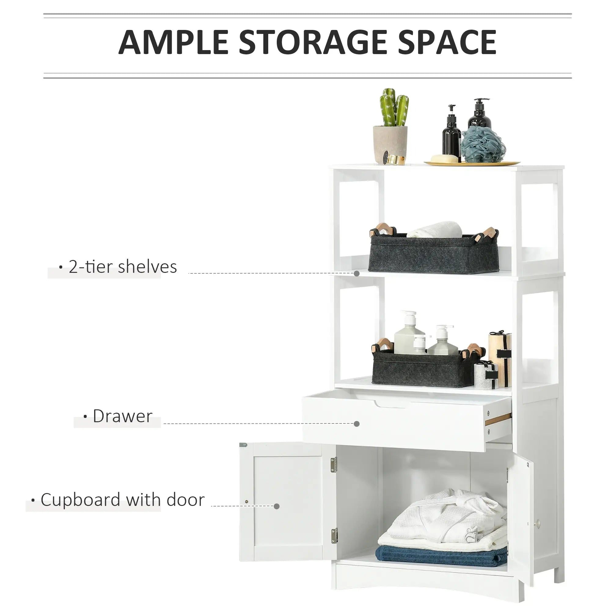 Bathroom Floor Cabinet, Kitchen Cupboard with Shelves, Drawer, White Bathroom Cabinets at Gallery Canada