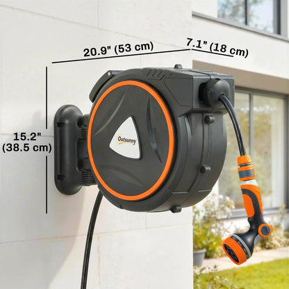 1/2" x 59ft Retractable Wall Mounted Hose Reel, 12-Pattern Nozzles Garden Accessories at Gallery Canada