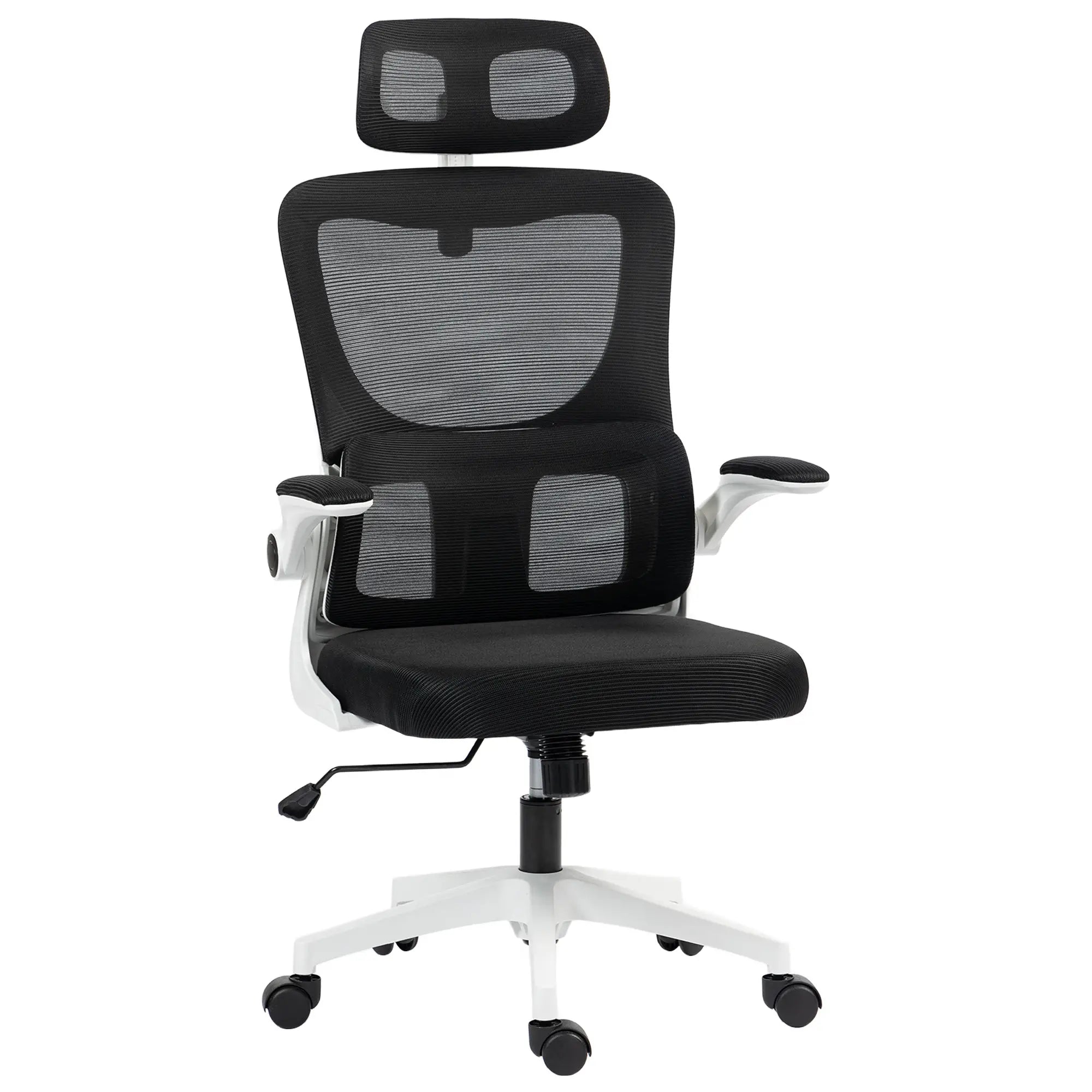Mesh Office Chair, High Back with Headrest, Lumbar Support, Adjustable Height, Black Executive & Manager Chairs at Gallery Canada