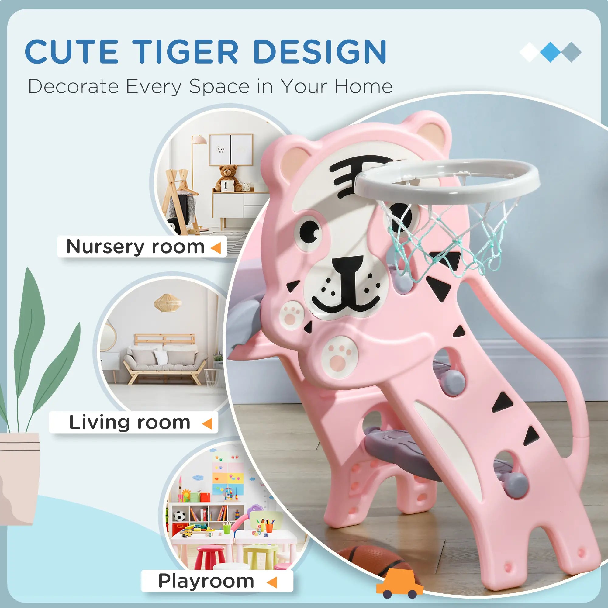 3 in 1 Toddler Slide, Basketball Hoop, Climber, 18-36 Months, Pink Gym Sets & Swings at Gallery Canada