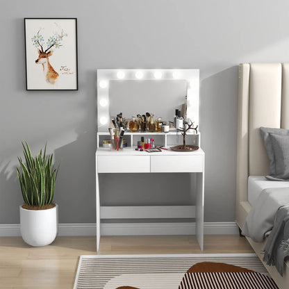 Vanity Table with LED Mirror, Drawers, for Bedroom, White Dressing & Vanity Tables at Gallery Canada