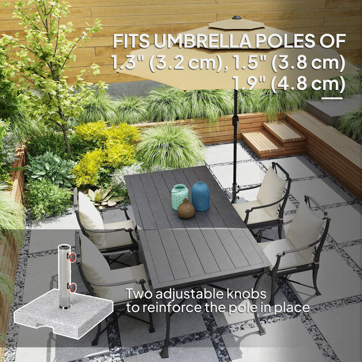 Square Patio Umbrella Base, Outdoor Stand with Handles, Heavy Duty, Grey Umbrella Bases at Gallery Canada