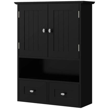 Medicine Cabinet, Bathroom Wall Cabinet with Shelf, Drawers, Black Wall Mounted Cabinets Black at Gallery Canada