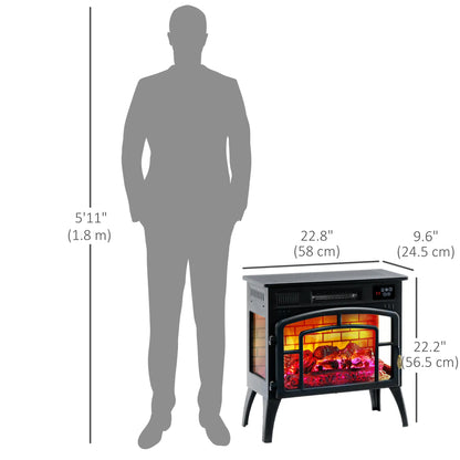 Electric Fireplace Stove, Infrared Heater, Realistic Flame, Adjustable, 1500W, Black Electric Fireplaces at Gallery Canada