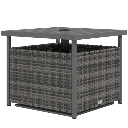Rattan Wicker Patio Coffee Table With Umbrella Hole, Grey Patio Side Tables Mixed Grey at Gallery Canada