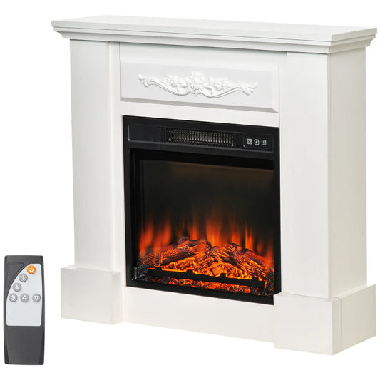 Electric Fireplace With Mantel, 35 Inch, White Electric Fireplaces White at Gallery Canada
