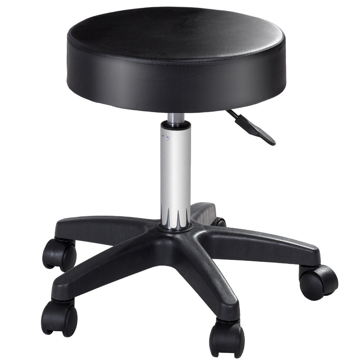 Adjustable Round Leather Swivel Bar Stool, Black Bar Stools at Gallery Canada
