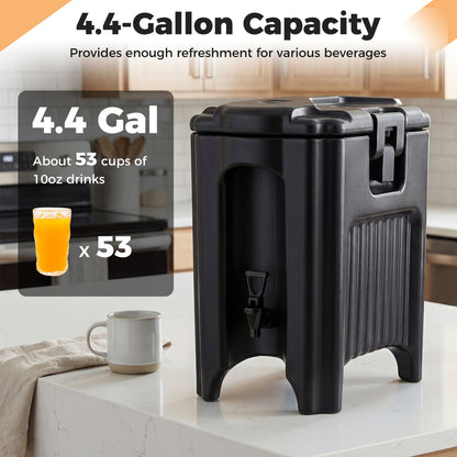 4.4 Gallon Insulated Beverage Dispenser With Handles, Black Water Dispensers at Gallery Canada