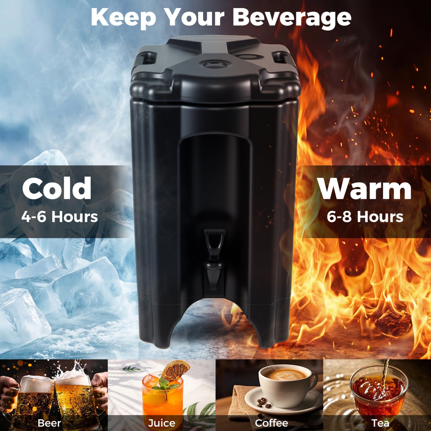 4.4 Gallon Insulated Beverage Dispenser With Handles, Black Water Dispensers at Gallery Canada