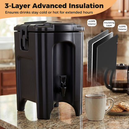 4.4 Gallon Insulated Beverage Dispenser With Handles, Black Water Dispensers at Gallery Canada