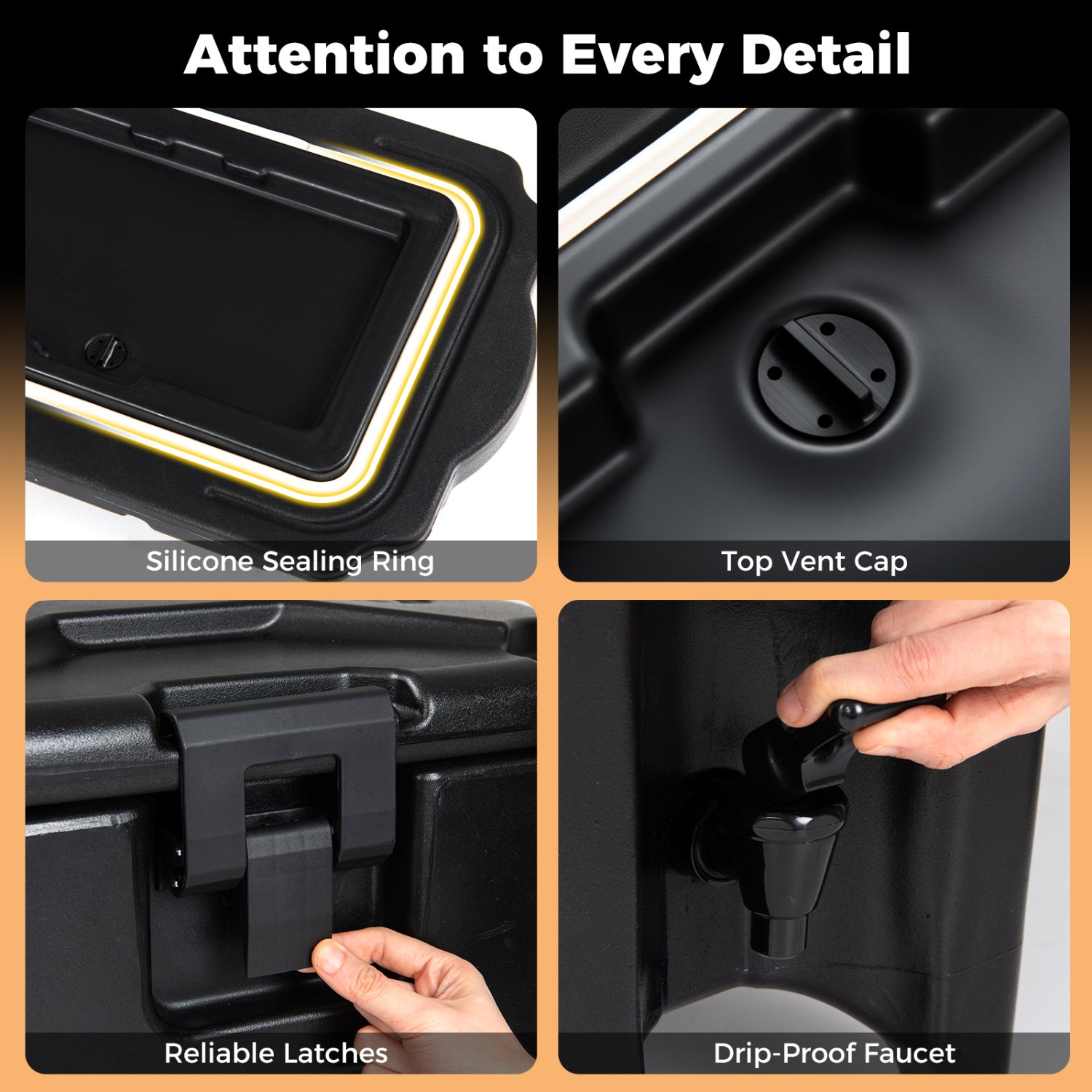 4.4 Gallon Insulated Beverage Dispenser With Handles, Black Water Dispensers at Gallery Canada