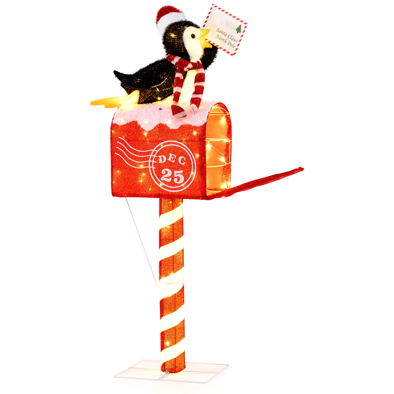 4.8 FT Christmas Lighted Penguin Mailbox Decoration, 100 LED Lights, Warm White Christmas Decor & Accessories at Gallery Canada