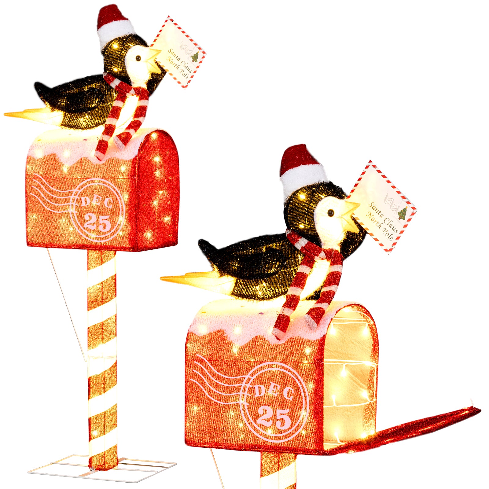 4.8 FT Christmas Lighted Penguin Mailbox Decoration, 100 LED Lights, Warm White Christmas Decor & Accessories Options at Gallery Canada