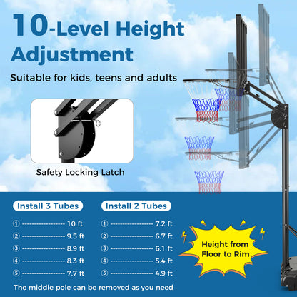 Adjustable Basketball Hoop, 4.9-10 Feet, Shatterproof Backboard Sport Equipments at Gallery Canada