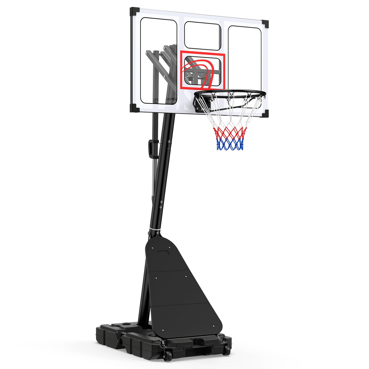4.9-10 Ft Portable Basketball Hoop, 10 Levels Adjustable, Black & White Sport Equipments at Gallery Canada