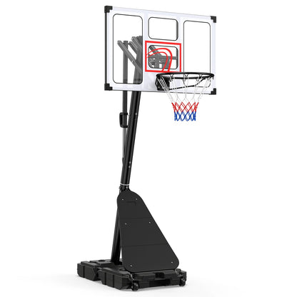 4.9-10 Ft Portable Basketball Hoop, 10 Levels Adjustable, Black & White Sport Equipments at Gallery Canada