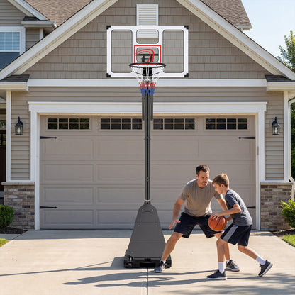 4.9-10 Ft Portable Basketball Hoop, 10 Levels Adjustable, Black & White Sport Equipments at Gallery Canada